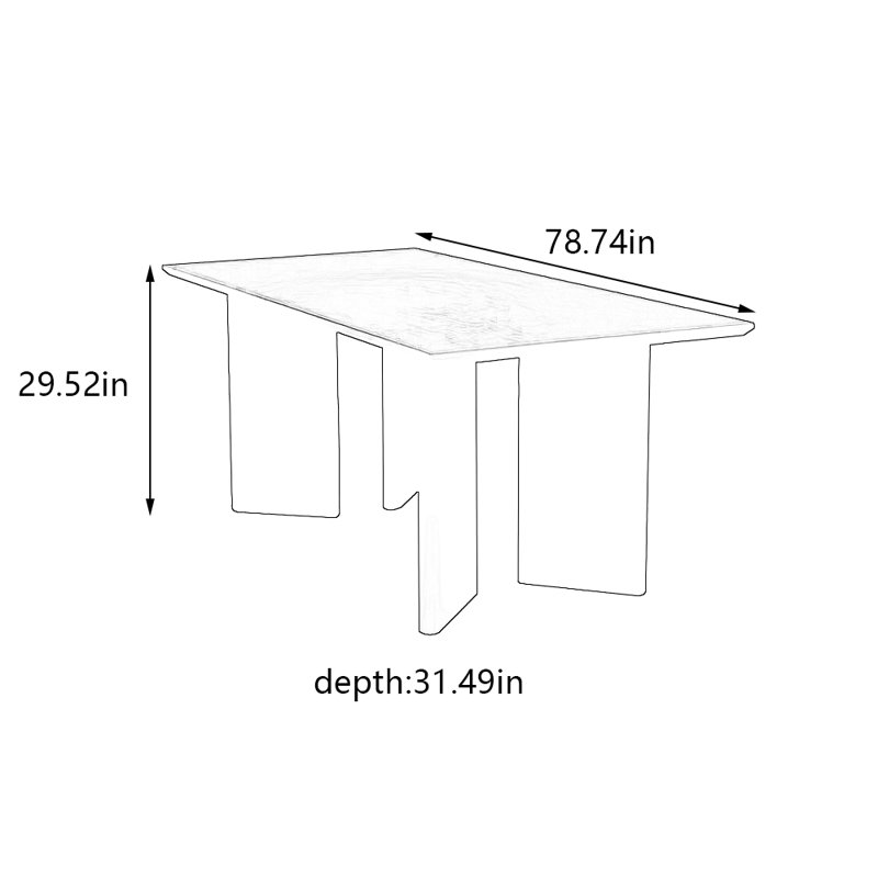 Tiyona Ash Solid Wood Dining Table, 29.52"H x 78.74"L x 31.49"W