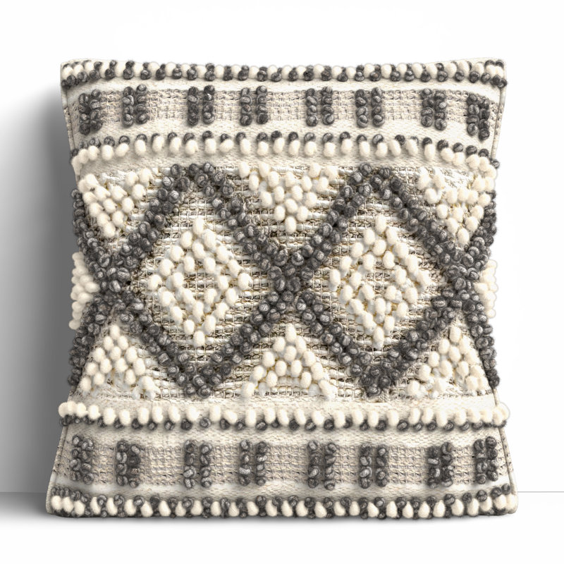 Reni Geometric Cotton Reversible Throw Pillow, 18" x 18", Polyester