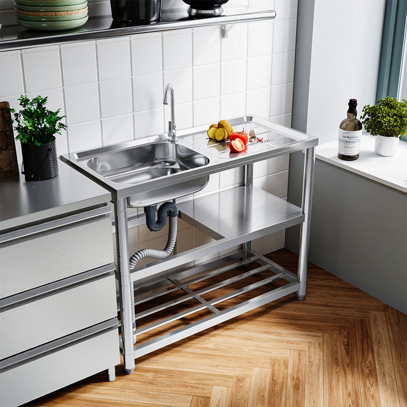 Metro Lane 45.5mm W Single Bowl Stainless Steel Kitchen Sink with 2 Faucet Holes