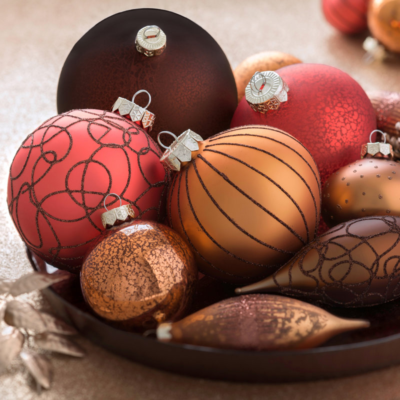 15cm Glass Bauble, Copper