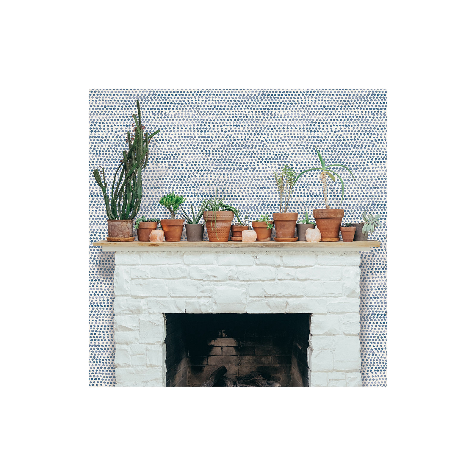 Moire Dots Peel and Stick Wallpaper, Blue Moon