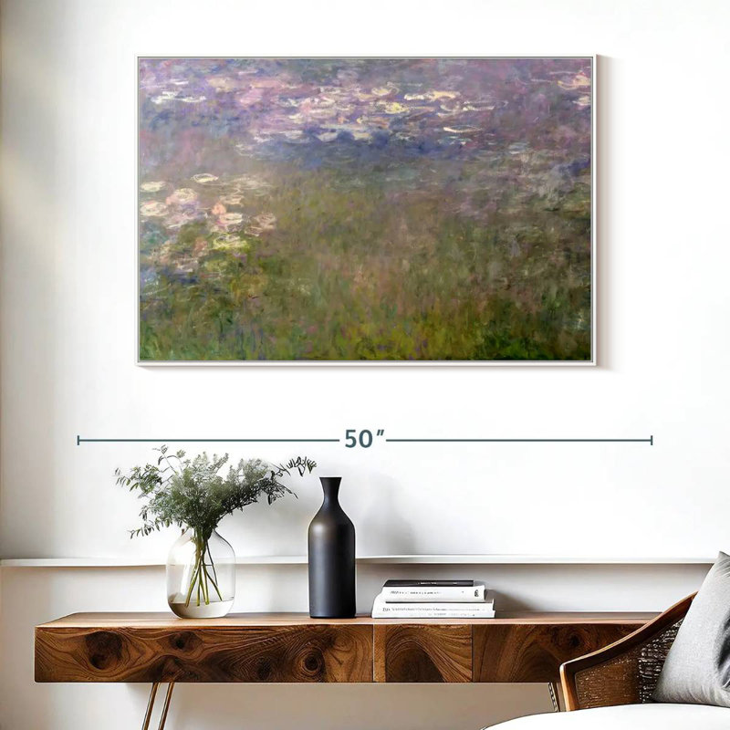 Nymphéas VI, Cadre flottant blanc, 40 po x 27 po