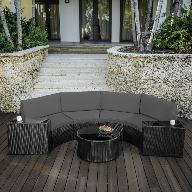 Slunce 4 - Person Outdoor Seating Group with Cushions, Gray Cushion/Gray Frame