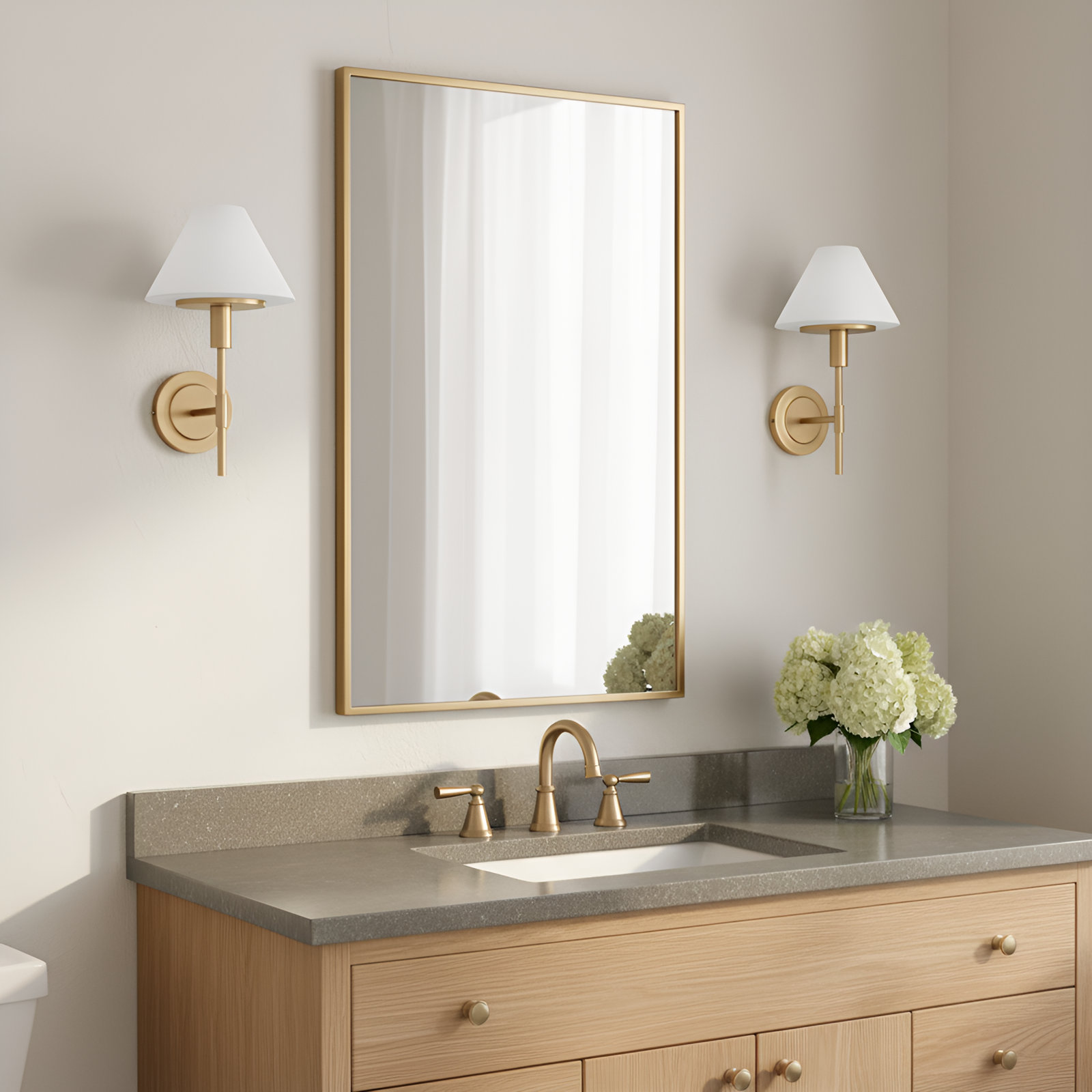 Kristin Medium Sconce, 1 Light, 14.375" H x 7.875" W x 8.5" D, Satin Brass