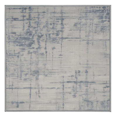 Machine Washable Abstract Grey Area Rug