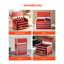 8.6-Inch 3-Drawer Portable Metal Tool Box in Red