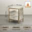Table de chevet glamour vintage à 3 tiroirs, fini miroir antique et cadre en métal doré, style classique glamour moderne