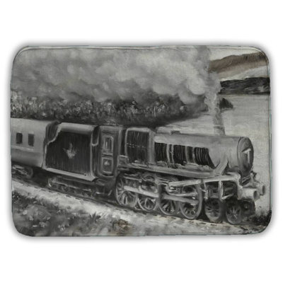 Vintage passenger locomotive Bath Mat with Non-Slip Backing - Quick Dry Memory Foam Bathroom Rug - Absorbent - Modern Plush Spa-Style - Machine Washable