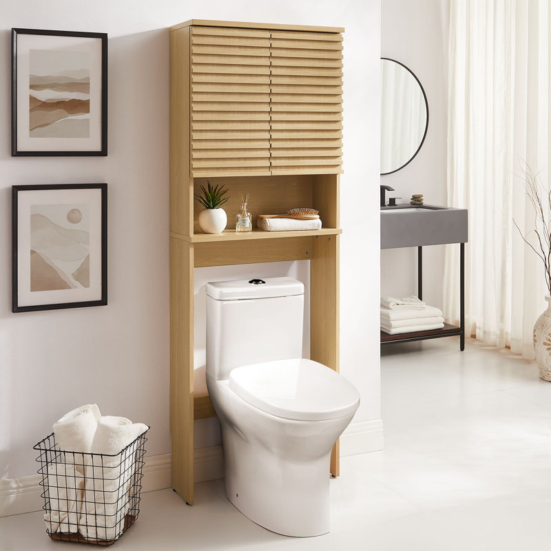 Render Over The Toilet Bathroom Storage Cabinet, Natural