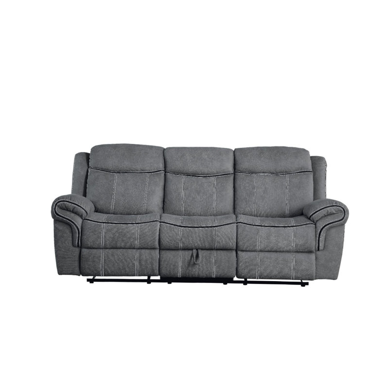 Vonda 86.6'' Velvet Reclining Sofa, Gray Velvet