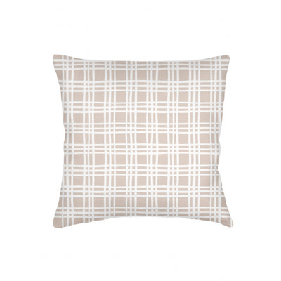 Beige Estate Plaid Linen Euro Pillow 26x26 with Down Insert