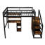 Lit mezzanine de style industriel avec bureau, rangement pour escalier et fonction de charge, pour chambres à coucher modernes, garde-robe noire, stabilité à vis robuste, petits espaces,
