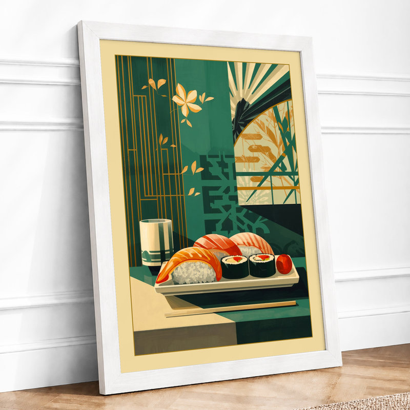 Sushi Platter Deco Art Deco - Framed Print, A2 - 59.4 x 42.0 cm, White