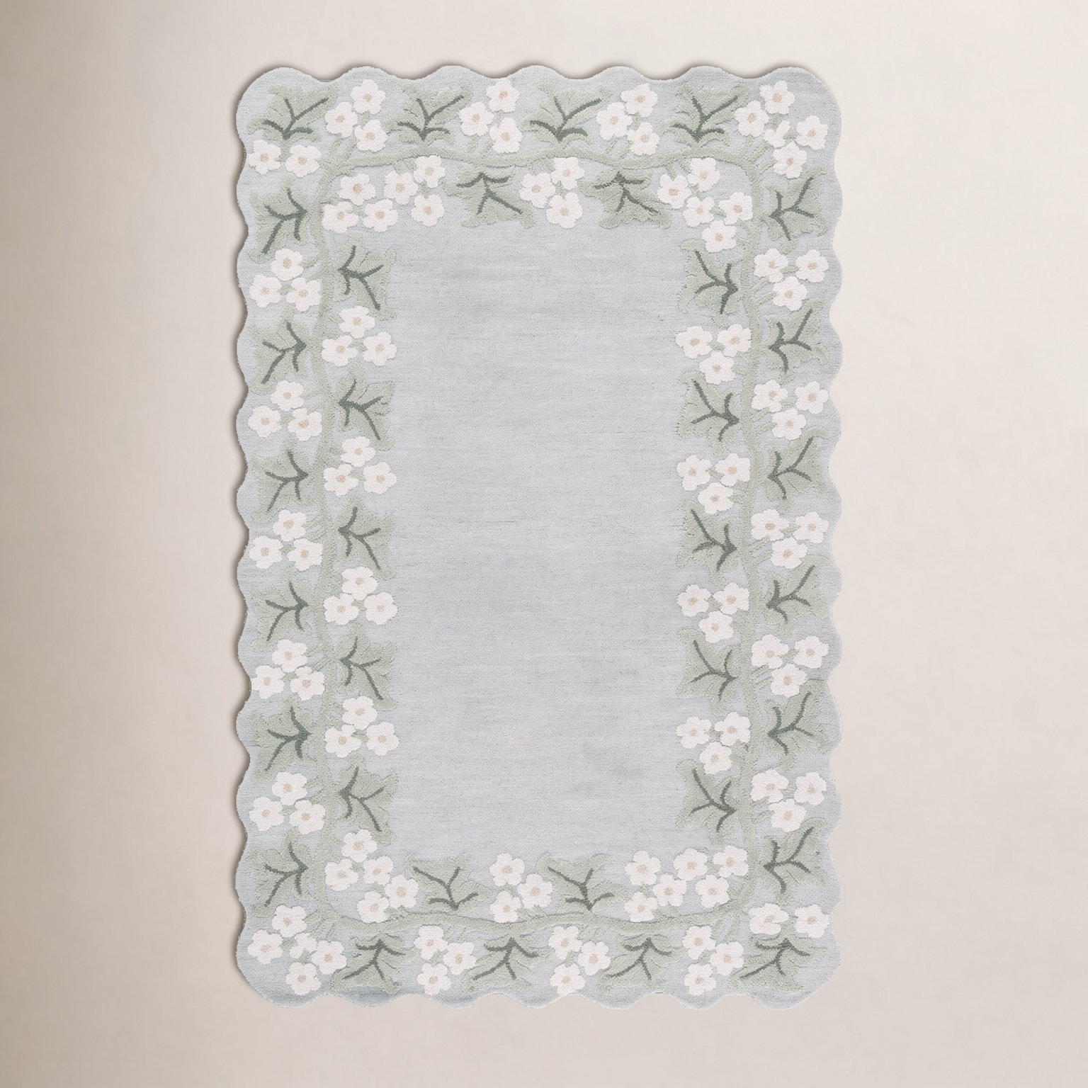Hand-Tufted Wool Floral Rug, Rectangle 4' x 6'