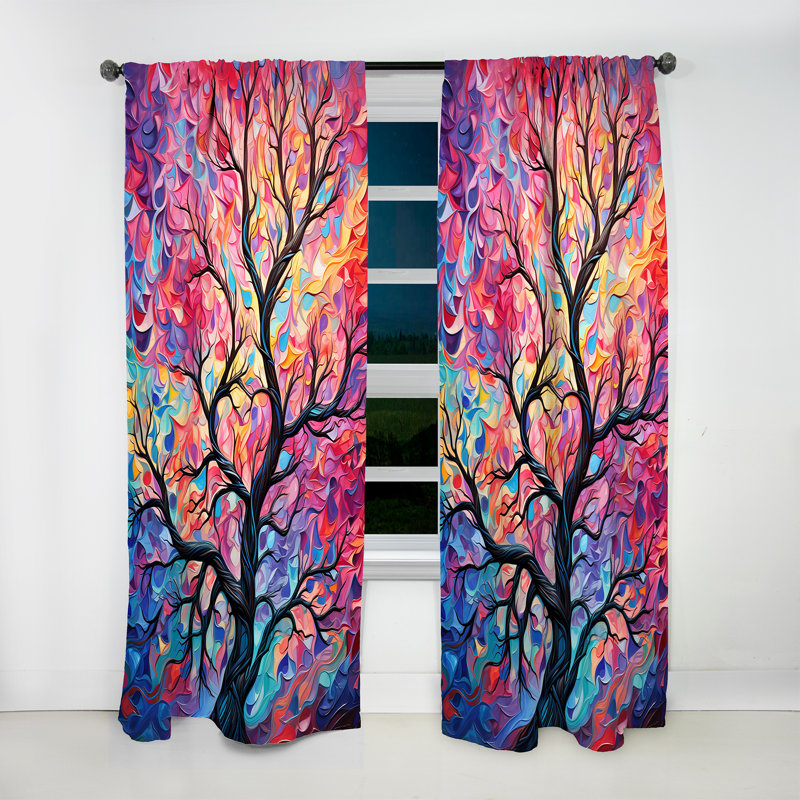 Essence d'arbre rose et mauve Moriah - rideau moderne - obscurcissant velours - 1 panneau Moriah, L 52 po x L 108 po