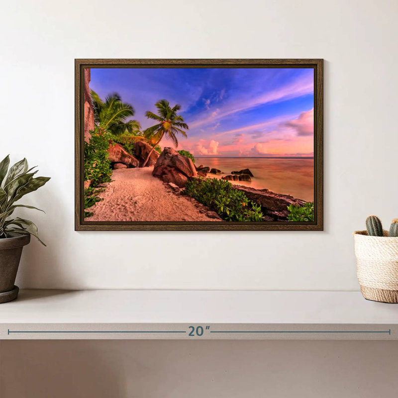 La Digue Sundown, 13 po x 9 po, Cadre flottant noyer