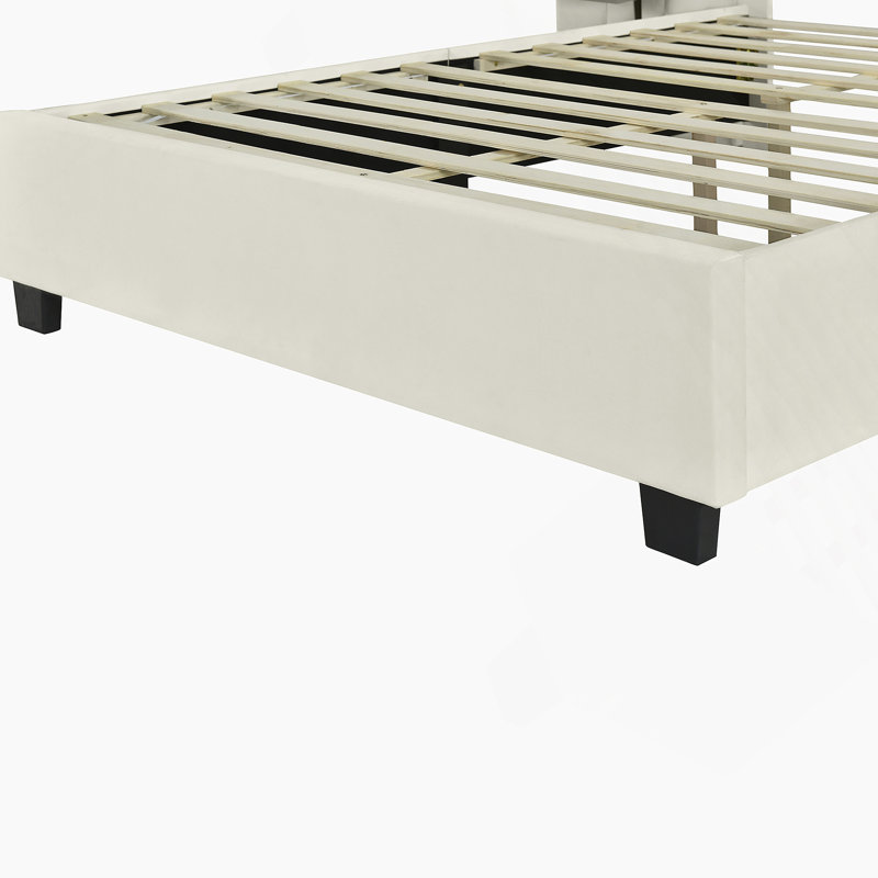 Lit plateforme tapissier avec grande tête de lit, mobilier de chambre à coucher