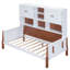 Lit plateforme simple avec rangement multiple, blanc et noyer