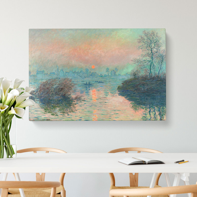 Sun Setting On The Seine by Claude Monet - Wrapped Canvas Painting, 35cm H x 50cm W x 3cm D