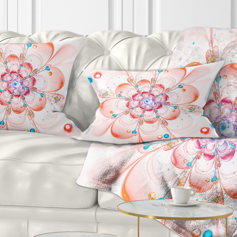 Coussin lombaire à fleurs fractales impeccable perfect, Rouge / Bleu