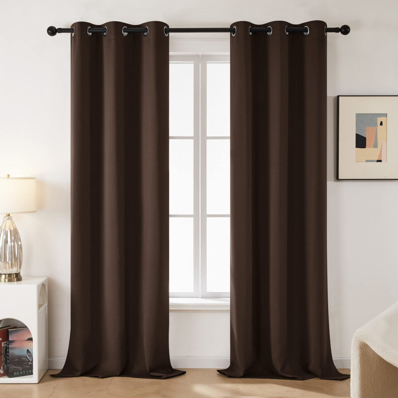 Grommet Top Thermal Insulated Room Darkening Window Curtain Panels (Set of 2), Light Purple, 42" W x 90" L