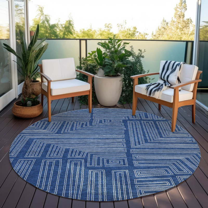 Tapis d'intérieur / extérieur bleu Clayra , 8 pi x 8 pi