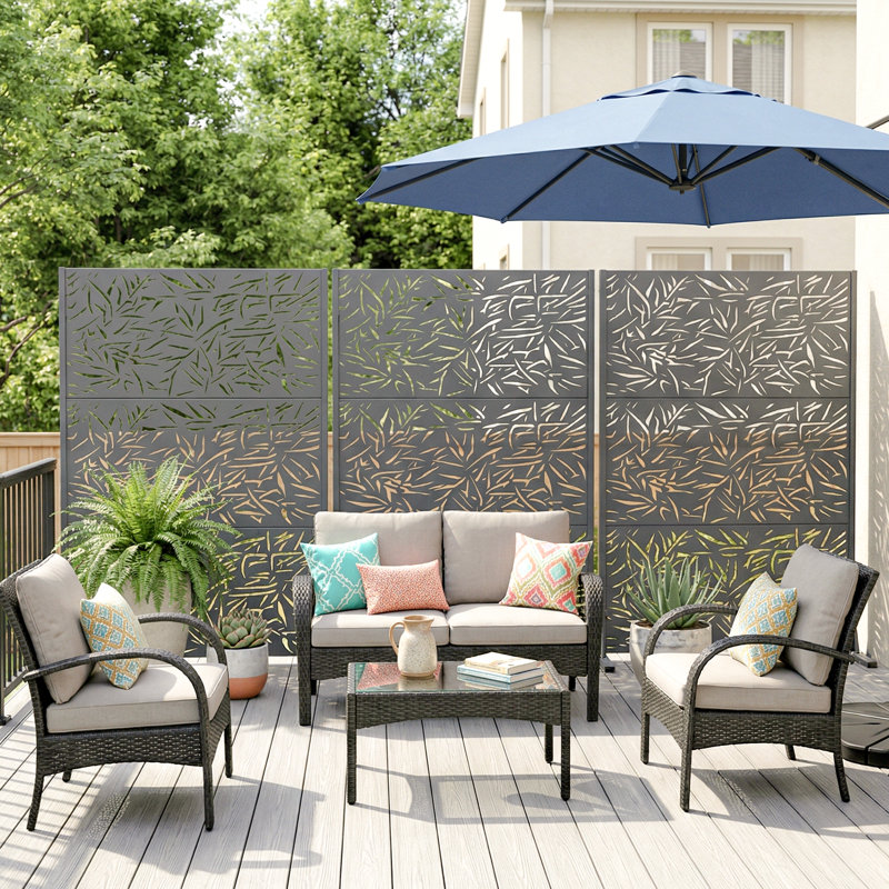 Panneau de clôture de jardin d'extérieur en métal H 72 po x l 94 po x P 16 po, 72" H x 94" W x 16" D, Gris