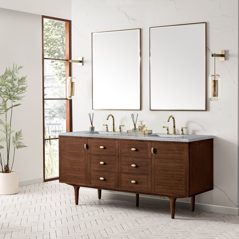 Amberly 72'' W Double Vanity, Eternal Jasmine Pearl, 8" Widespread