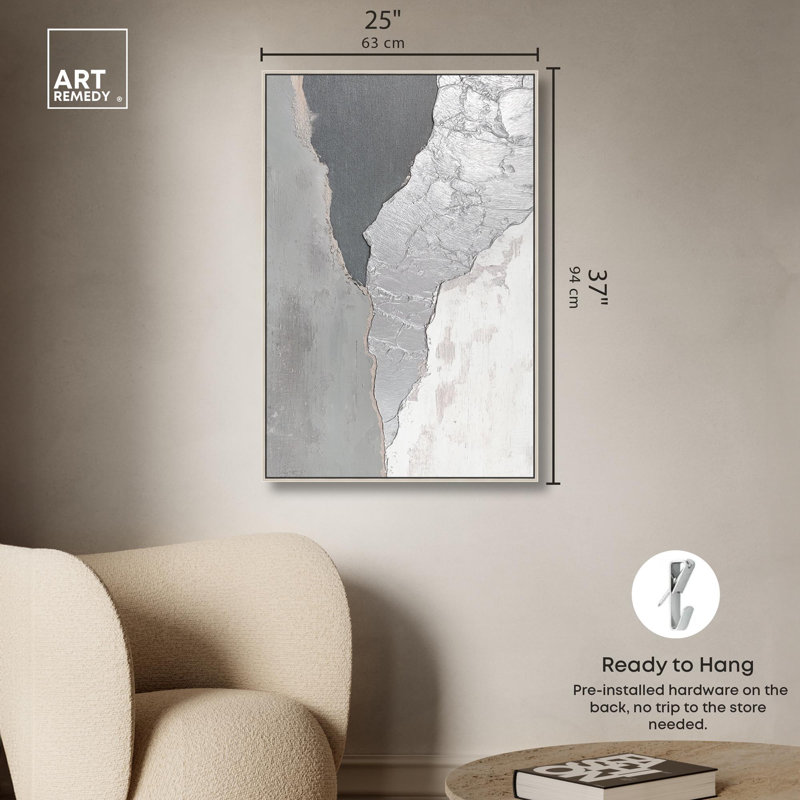 Chasm of Gray II Canvas Print Elegant Wall Decor by Art Remedy, 37" H x 25" W, Silver Frame