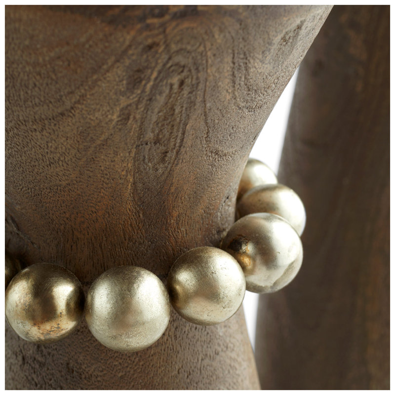 Parvati Wood Tabletop Candlestick, 12" H x 5.5" W x 5.5" D, Weathered Gray/Copper/Antique Nickel