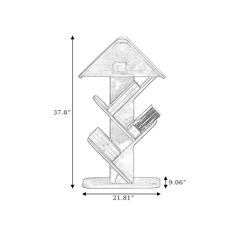 Bibliothèque standard en bois massif noyer moderne, (4 tablettes) H 37,8 po x l 21,81 po x P 9,06 po