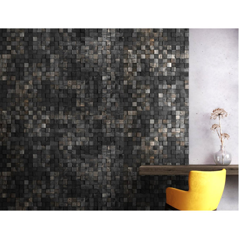 Ossineke 38cm W x 38cm H Wall Paneling - 2 pack, Black Wood