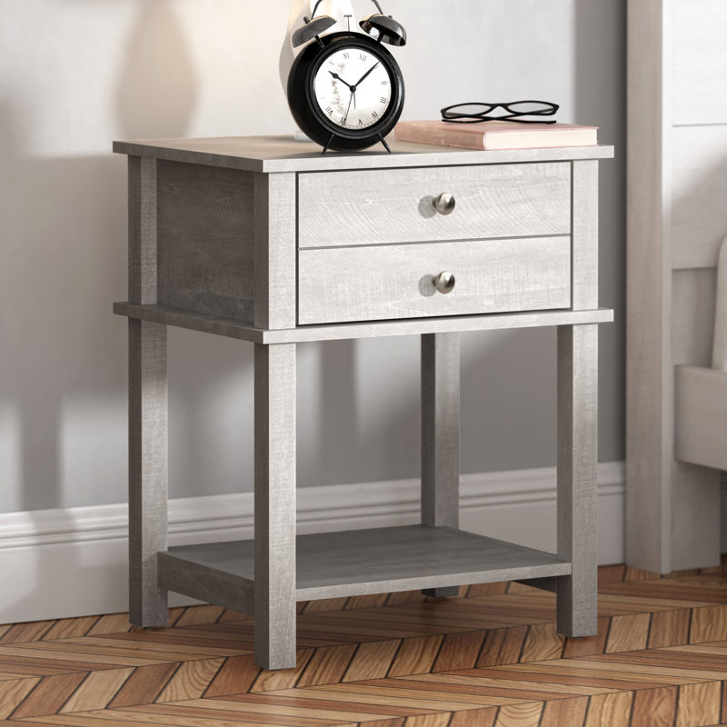 Dury 24.2" 1 Drawer Nightstand, Dusty Gray Oak