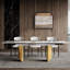 Table de salle à manger extensible de 63 à 94,5 po Subrati avec plateau en pierre frittée et base en acier inoxydable pour 8-10 po-447848442-447848421