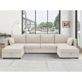 Ardenne 110“ Width U-Shaped Modular Couch with Reversible Chaise and Storage Seats