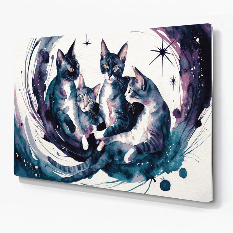 Cats Manx, art mural gris en métal, H 11 po x l 14 po
