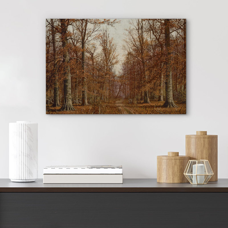 Automne «Forêt rustique avec feuilles tombantes» sur, Toile tendue, H 12 po x l 18 po
