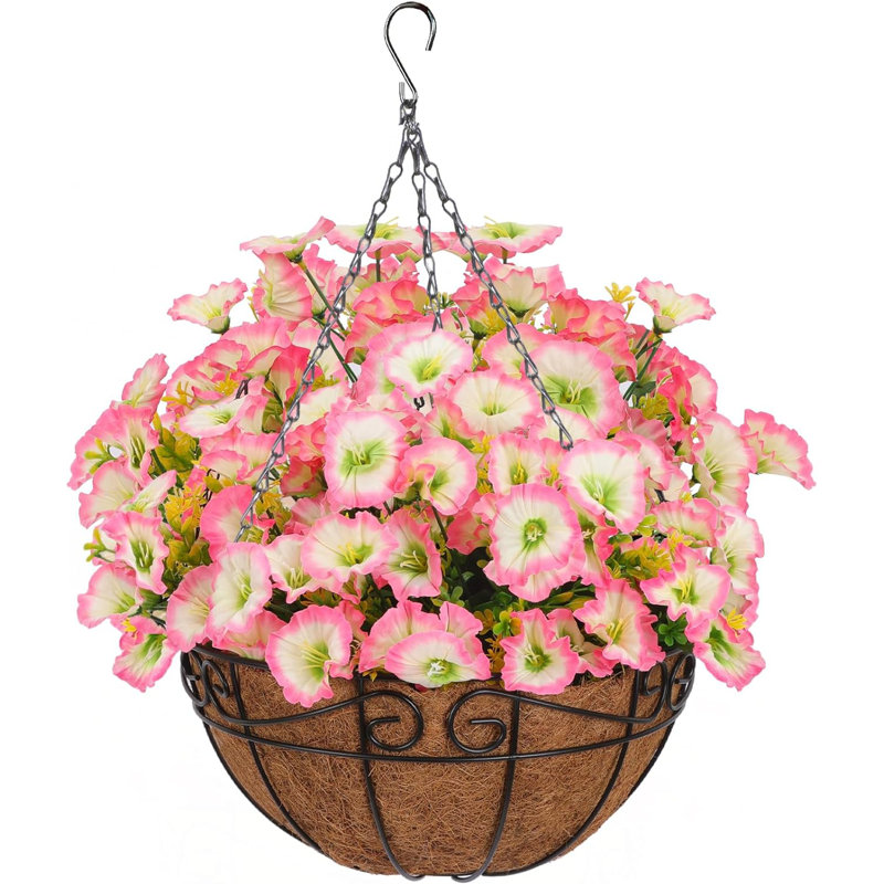 Arrangement en panier, Pétunias roses