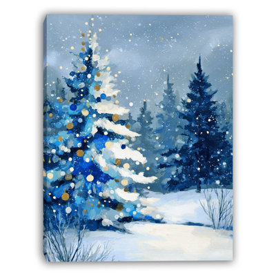 «Blue and Gold Winter Tree», art mural sur toile tendue
