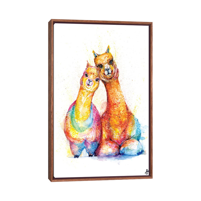 Décoration murale Packa 'Alpaca Kids, H 26 po x l 18 po x 1,5 po, Toile classique avec cadre brun