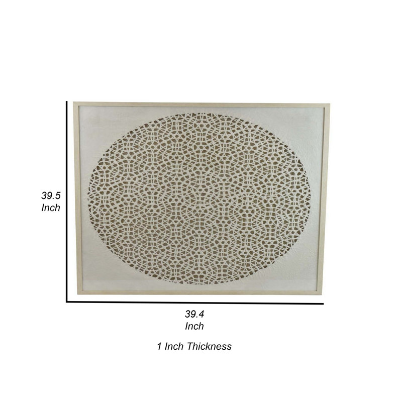 White Carved Cutout Design Framed Canvas Painting
