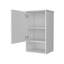 Armoire de salle de bain moderne - blanche avec une porte 2 tablettes internes pour les médicaments et les objets sensibles, 1 tablette ouverte à utilisation quotidienne fixée au mur blanc, autre accès facile-588636155