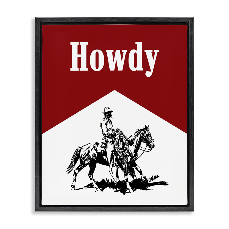 «Howdy Classic Cowboy», art mural encadré sur toile flottante, H 21 po x l 17 po, Cadre flottant noir de jais