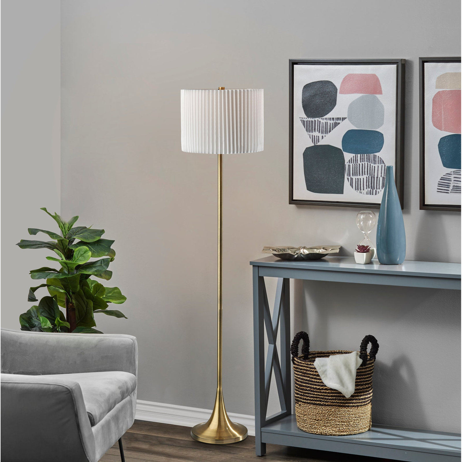 Lydie 60'' Floor Lamp, Antique Brass