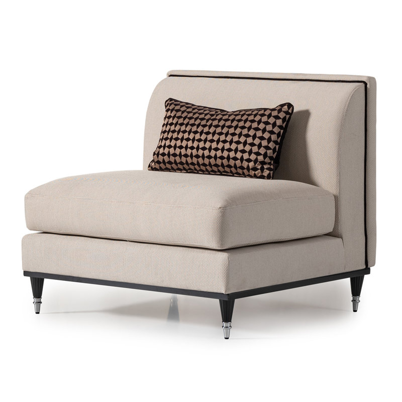 La Francaise 39'' Wide Slipper Chair, Cream/Ivory Polyester Blend