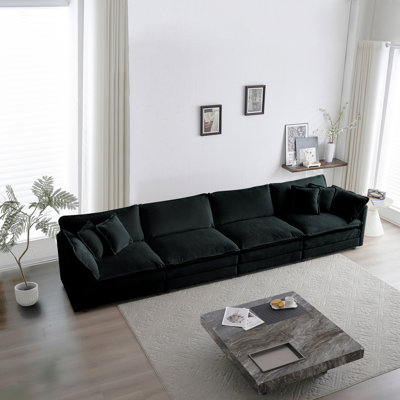 Canapé modulaire Free Free, canapé modulaire 4 places en tissu chenille confortable, canapé modulaire, chenille noire