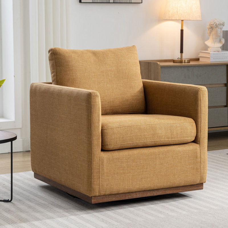 Fauteuil pivotant, chaise de salon, chaise de chambre à coucher Shaine, Lin jaune