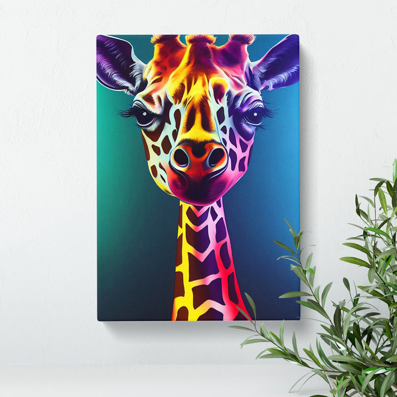 XC1022-1589X Colourful Giraffe No.3 - Wrapped Canvas Print, 76cm H x 50cm W x 3cm D, No matte