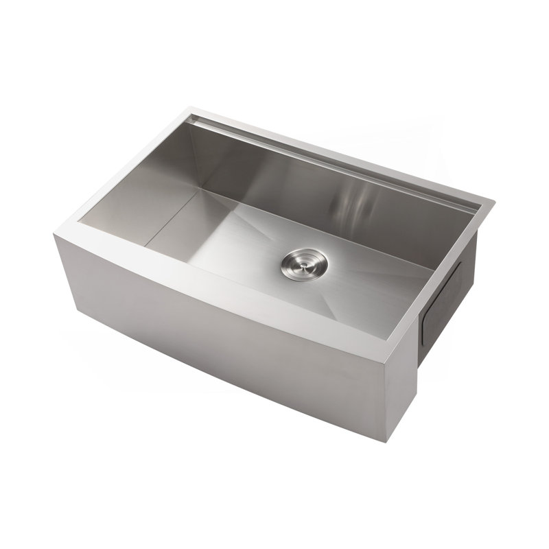 Évier de cuisine à simple cuve en acier inoxydable avec station de travail 33 x 22 x 10 po, Nickel brossé