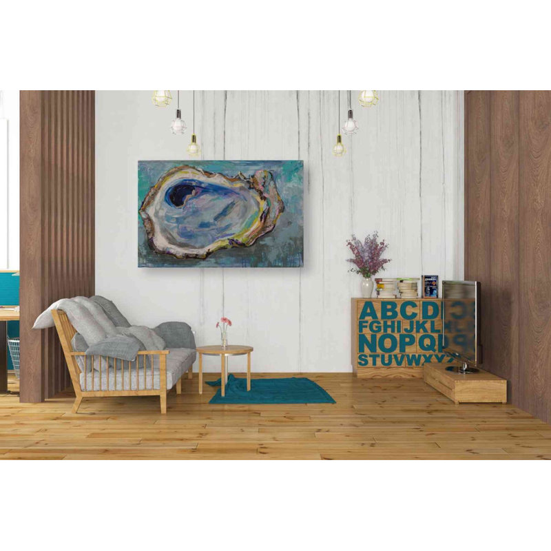 «Oyster Two» par Jeanette Vertentes - peinture sur toile tendue, H 26 po x l 40 po x 1,5 po